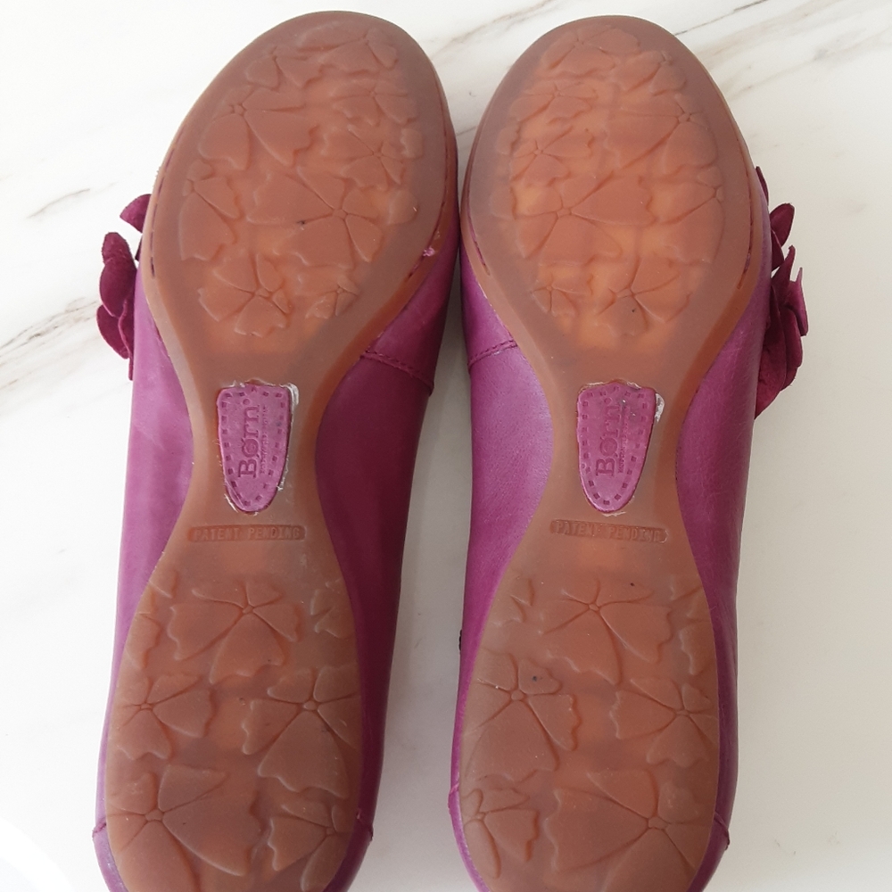 BORN Pink Leather Flower Ballet Flats Sz 10 - Picture 10 of 11